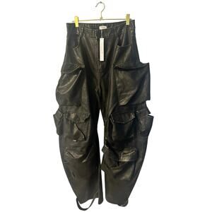 Moude Our New Dark brown Leather Oversized Cargos pants szS  loose fit New NWT